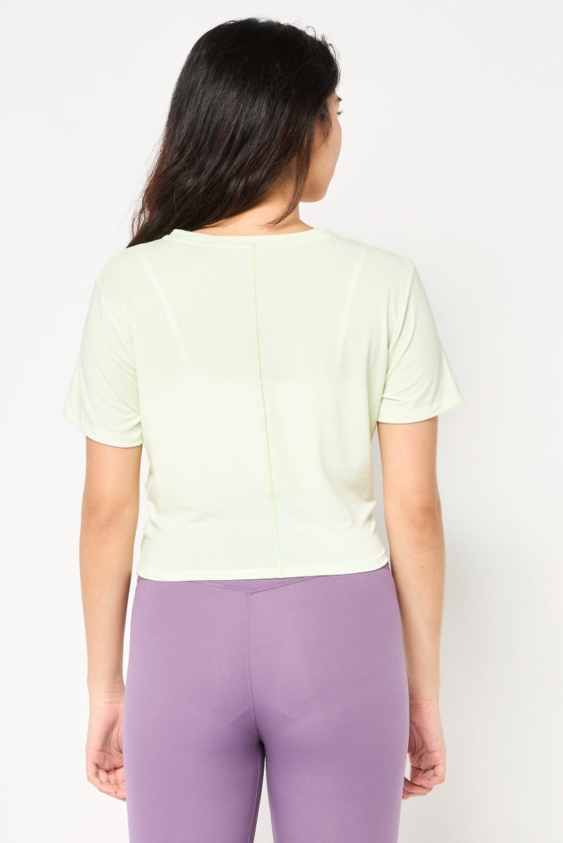 Nike Women Dri Fit Short Sleeves Training Twist Cropped Top, Light Lime Green - Image 4